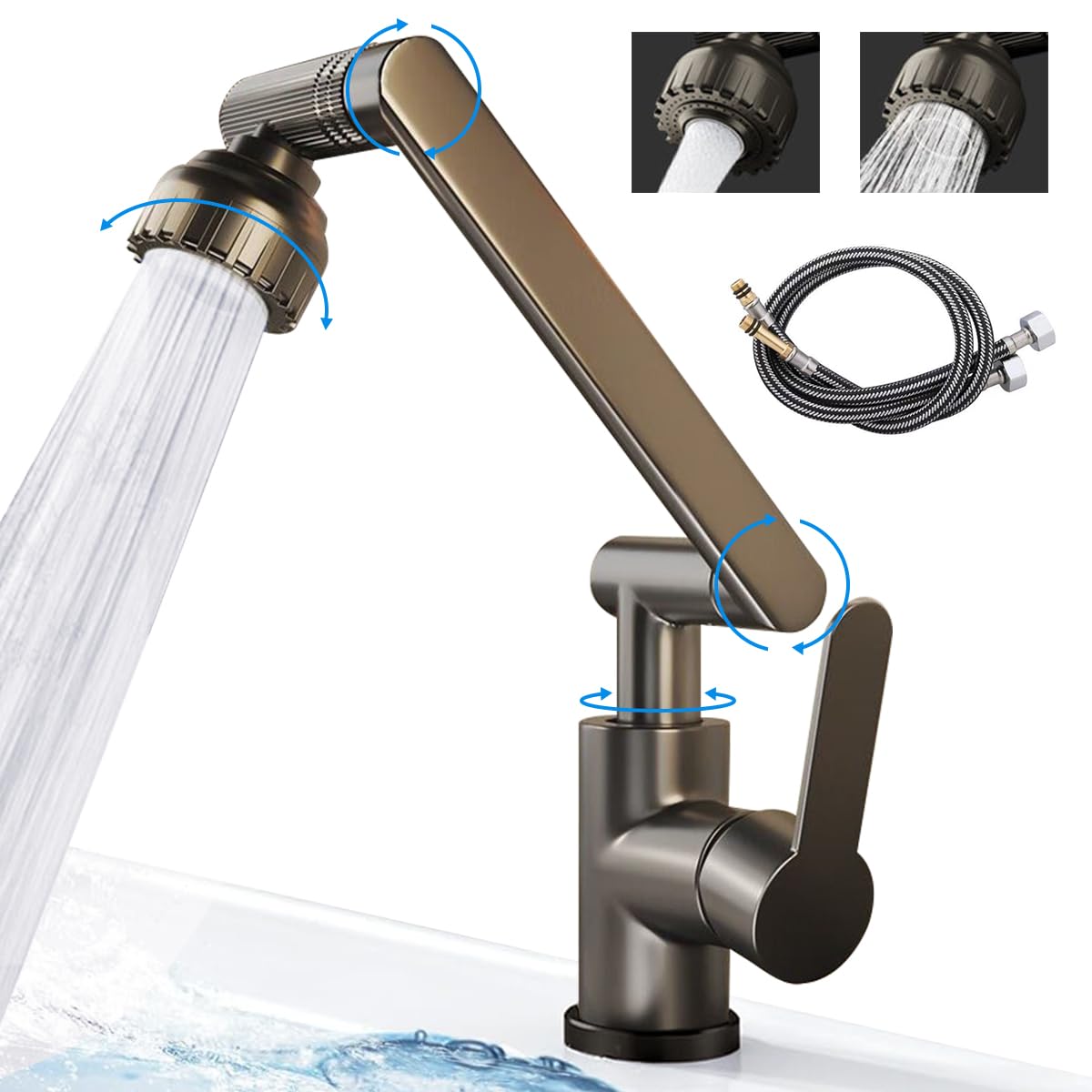 HASTHIP 1080° Swivel Faucet Extender for Kitchen Sink, Cold / Hot Pressurized Water Faucet with 2 Spray Mode, Single Handle Faucet Extender for Taps, Zinc Alloy Health Faucet Sink Faucet Extender HASTHIP 1080° Swivel Faucet Extender for Kitchen Sink, Cold / Hot Pressurized Water Faucet with 2 Spray Mode, Single Handle Faucet Extender for Taps, Zinc Alloy Health Faucet Sink Faucet Extender